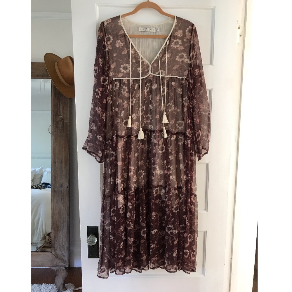 Christy Dawn The Paloma Dress in Plum Floral Silk